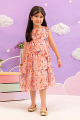 Ochre Clothing Kids Toddlers-Printed Chiffon Dress-INWD-24