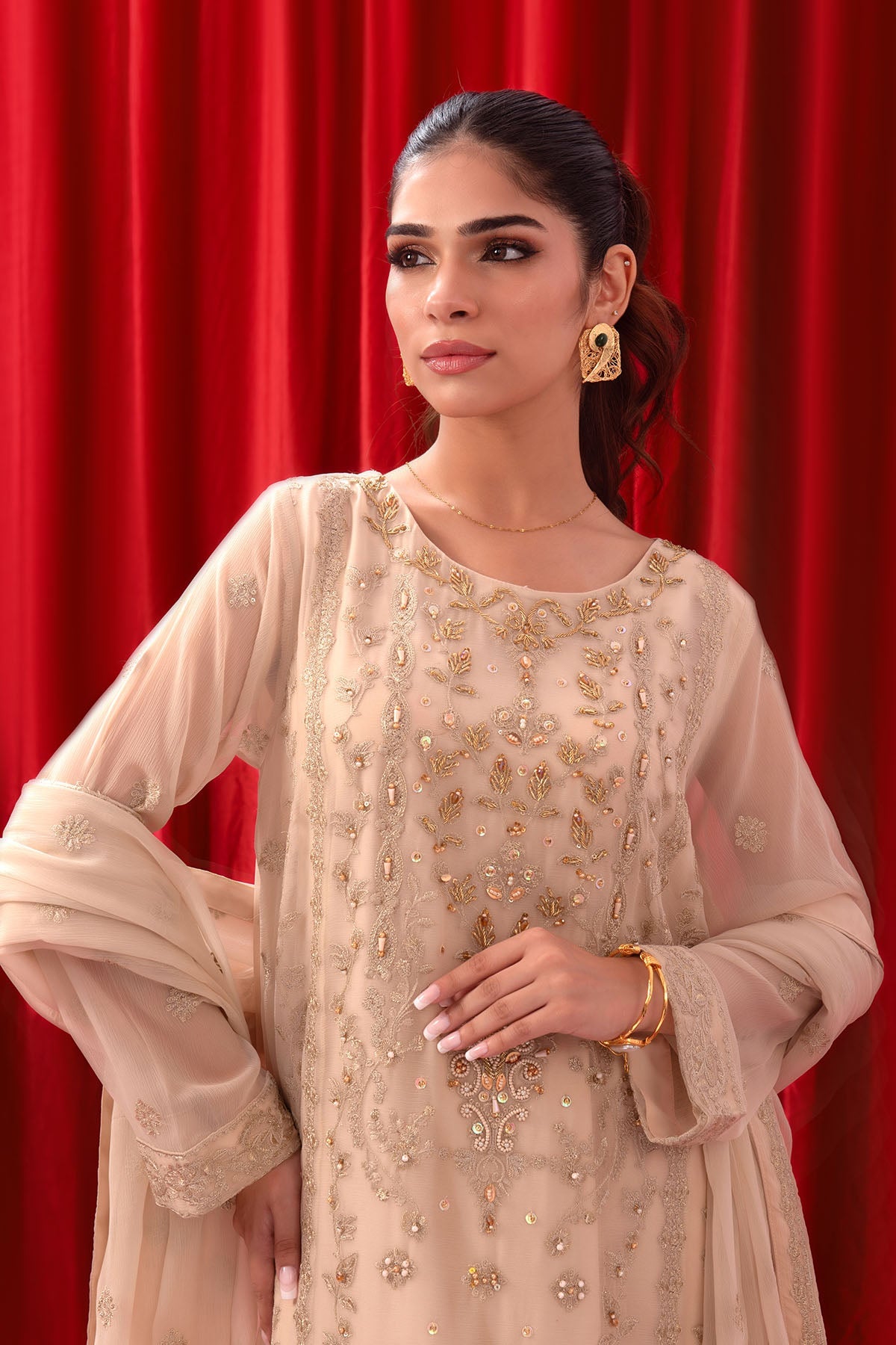 Ochre Clothing Stitched 3 Piece Luxury Emb Chiffon Collection'2025-SOF-05