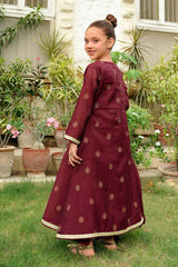 Slub Manar Hand Adda Work 3 Pc Suit - Wear Ochre