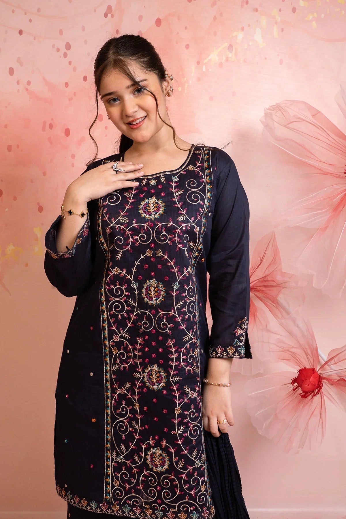 Best Cotton Embroidered 3 Pc Suit - Wear Ochre -