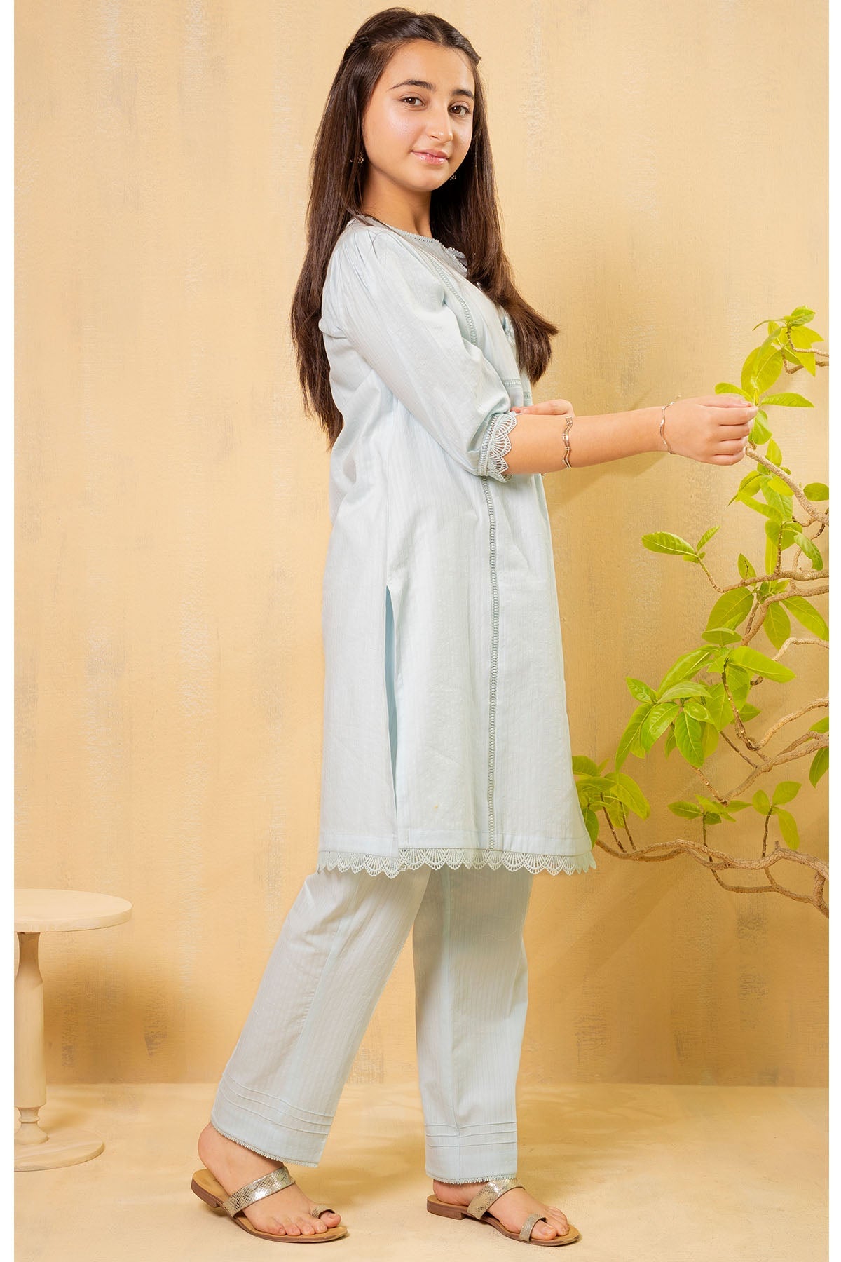 Ochre Clothing Chambray Cotton 2 Pc Suit