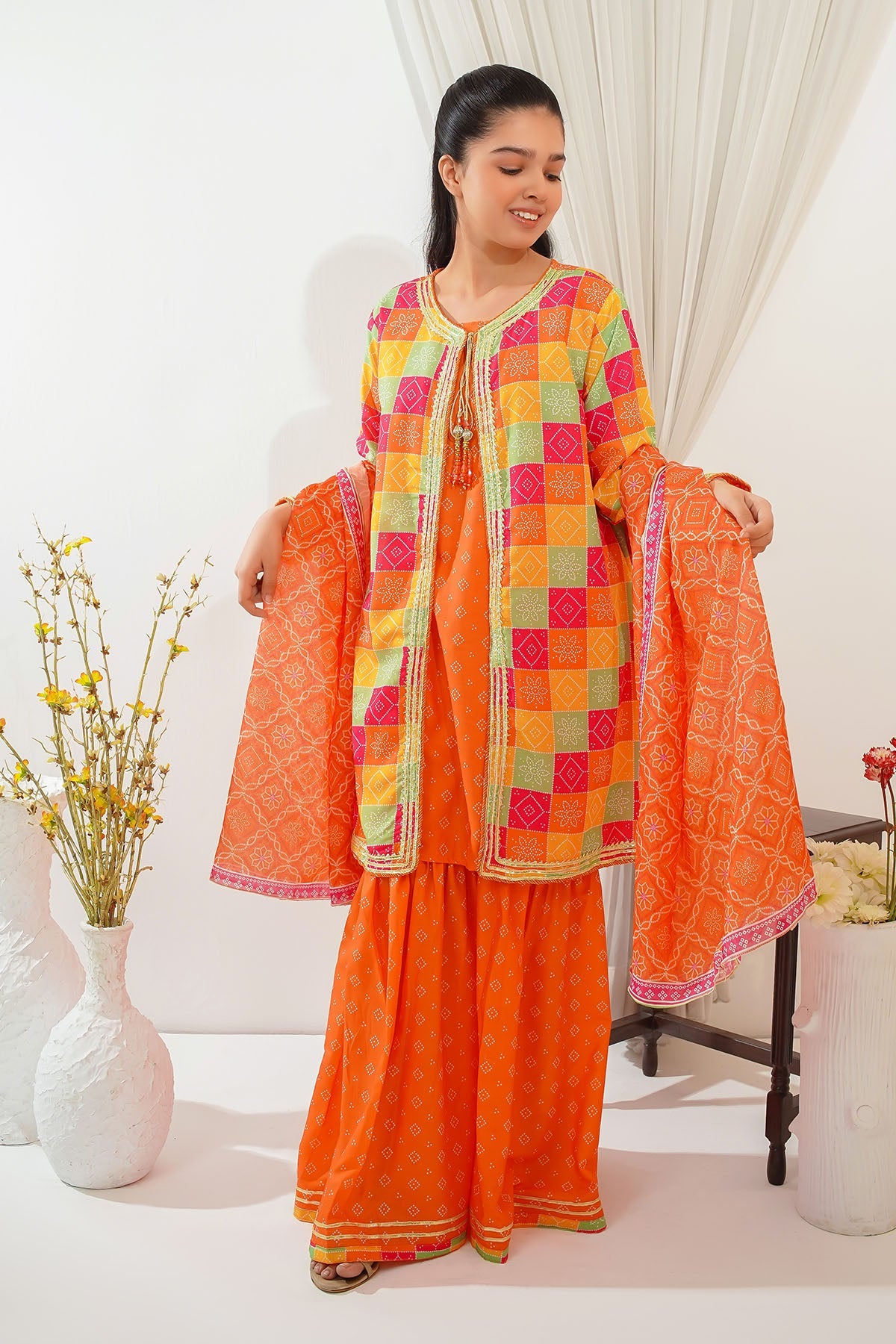 Ochre Clothing Girls Full Suits Swiss Lawn Digital Printed 3 Pc Suit