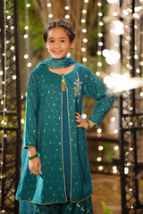 Ochre Clothing Girls Full Suits Viscose Jacquard Hand Adda Work 3 Pc  Suit