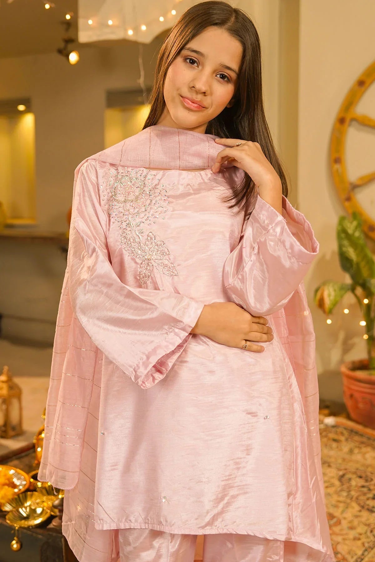 Best Cotton Silk Hand Adda Work 3 Pc Suit - Wear Ochre -