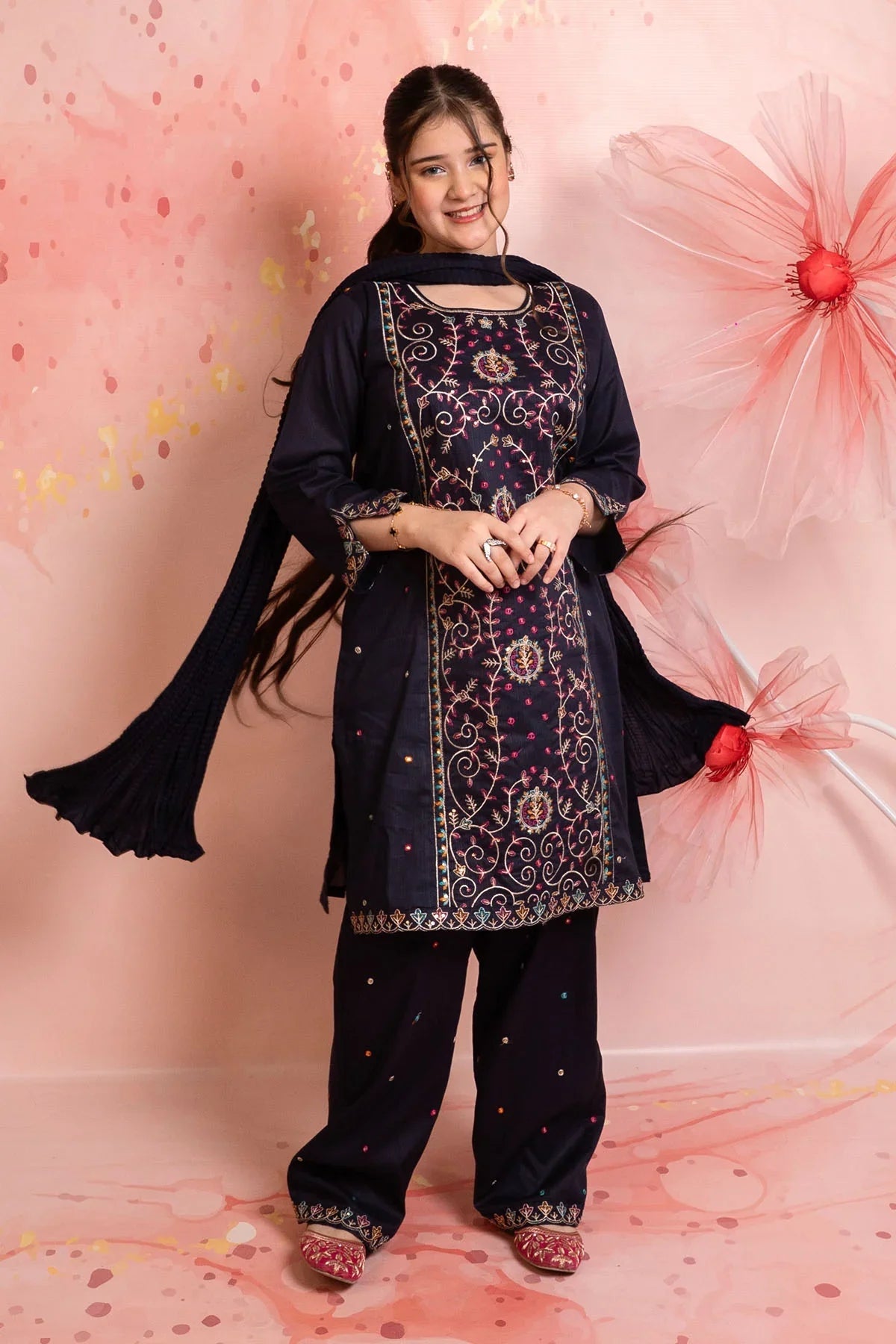 Best Cotton Embroidered 3 Pc Suit - Wear Ochre -