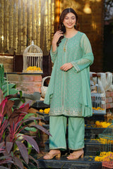 Ochre Clothing Chiffon Embroidered 3 Pc Suit-SOF-16