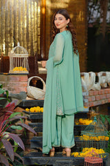 Ochre Clothing Chiffon Embroidered 3 Pc Suit-SOF-16