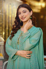 Ochre Clothing Chiffon Embroidered 3 Pc Suit-SOF-16