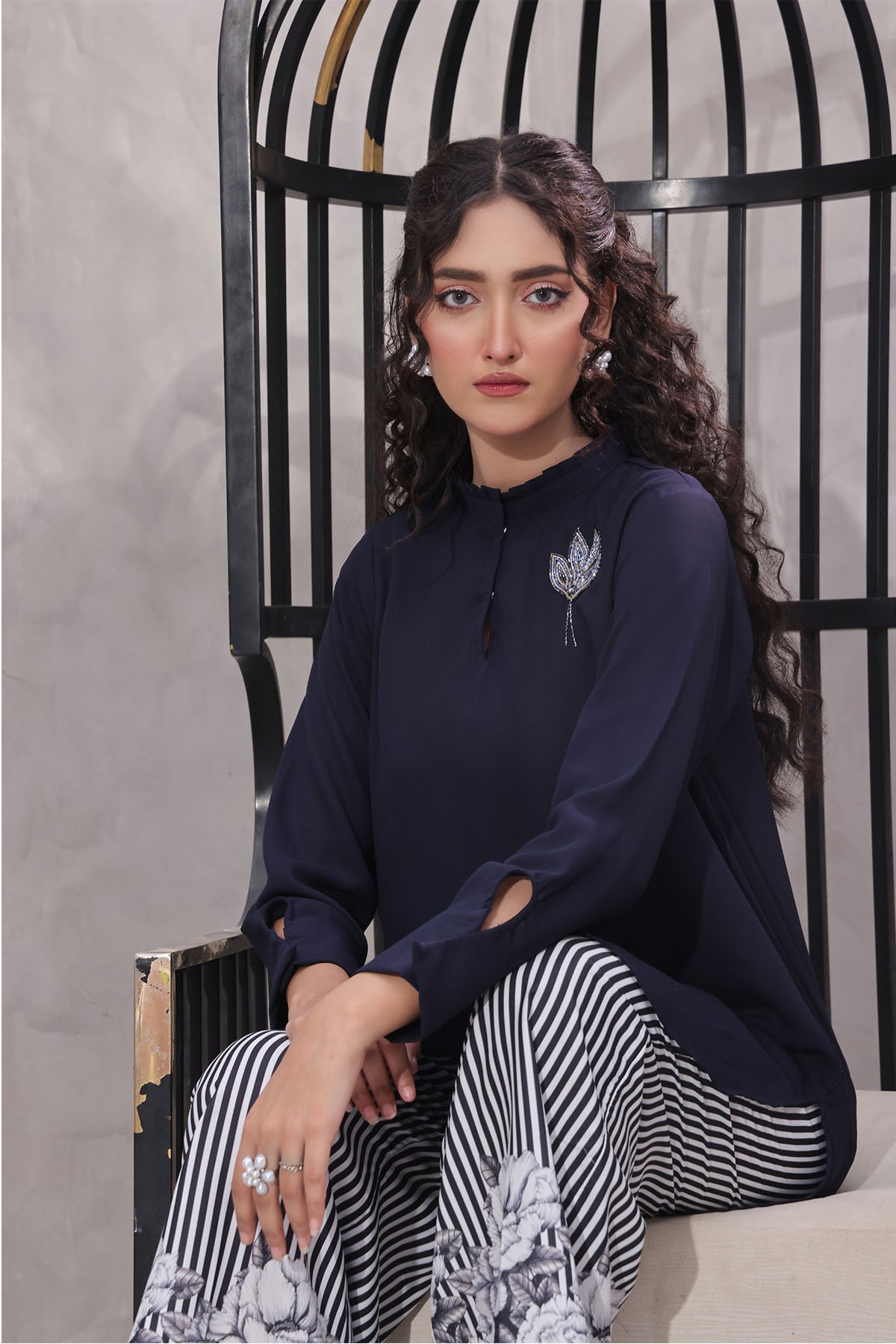 Ochre Clothing Georgette Hand Adda Work Women's 2 Pc Suit