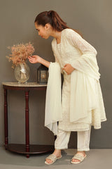 Chiffon Embroidered 3 Pc Suit - Wear Ochre