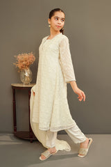 Chiffon Embroidered 3 Pc Suit - Wear Ochre