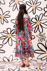 Ochre Clothing Georgette Printed Dress