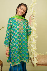 Printed Jacquard Hand Adda Work 3 Pc Suit - Wear Ochre