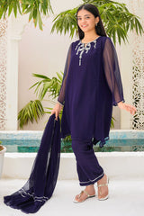 Chiffon Hand Adda Work 3 Pc Suit - Wear Ochre