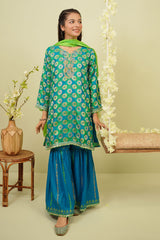 Printed Jacquard Hand Adda Work 3 Pc Suit - Wear Ochre