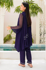 Chiffon Hand Adda Work 3 Pc Suit - Wear Ochre