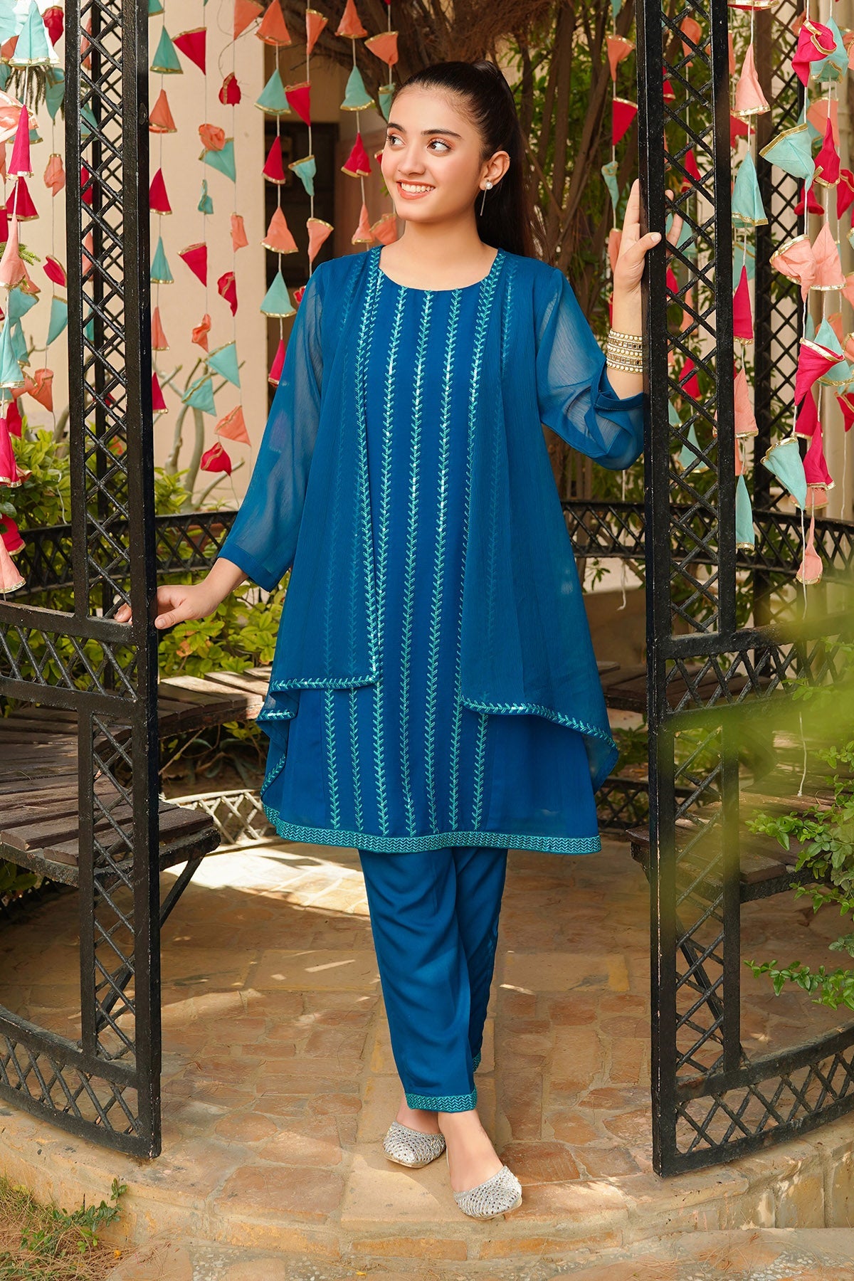 Chiffon Embroidered 2 Pc Suit - Wear Ochre