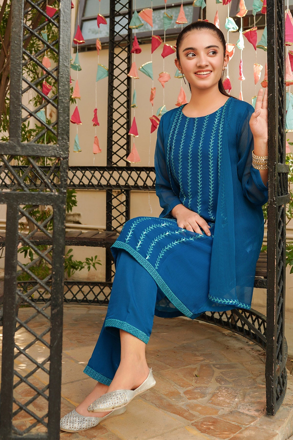 Chiffon Embroidered 2 Pc Suit - Wear Ochre