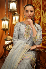 Ochre Clothing Girls Full Suits Cotton Silk Embellished 3 Pc Suit