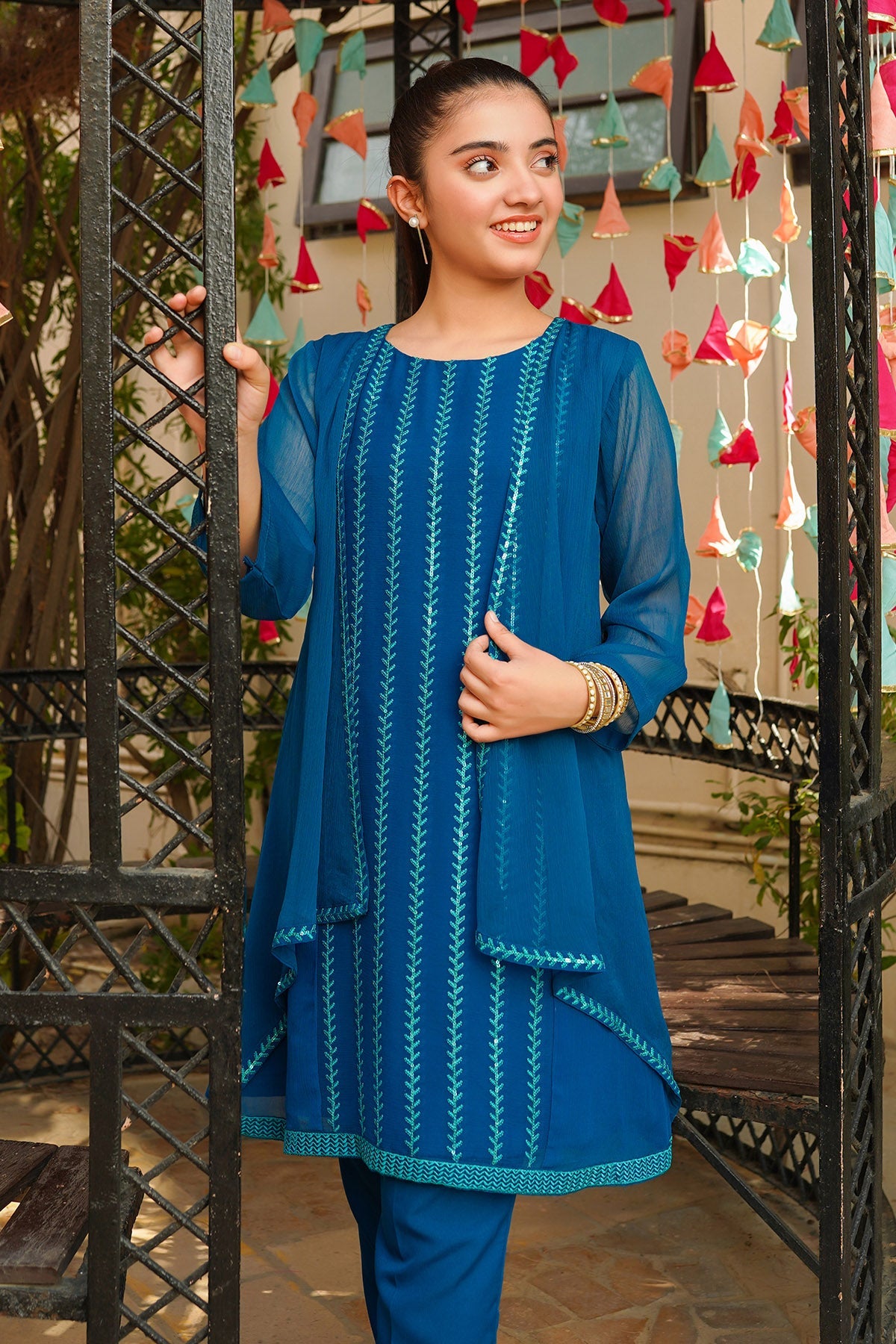 Chiffon Embroidered 2 Pc Suit - Wear Ochre