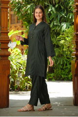 Ochre Clothing Dobby Cotton Embellished 2 Pc Suit