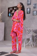 Ochre Clothing Women's Casual -Printed Silk 2 Pc Suit-SOWC-11A