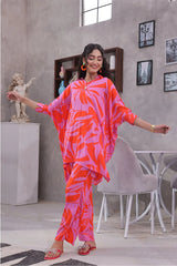 Ochre Clothing Women's Casual -Printed Silk 2 Pc Suit-SOWC-11A