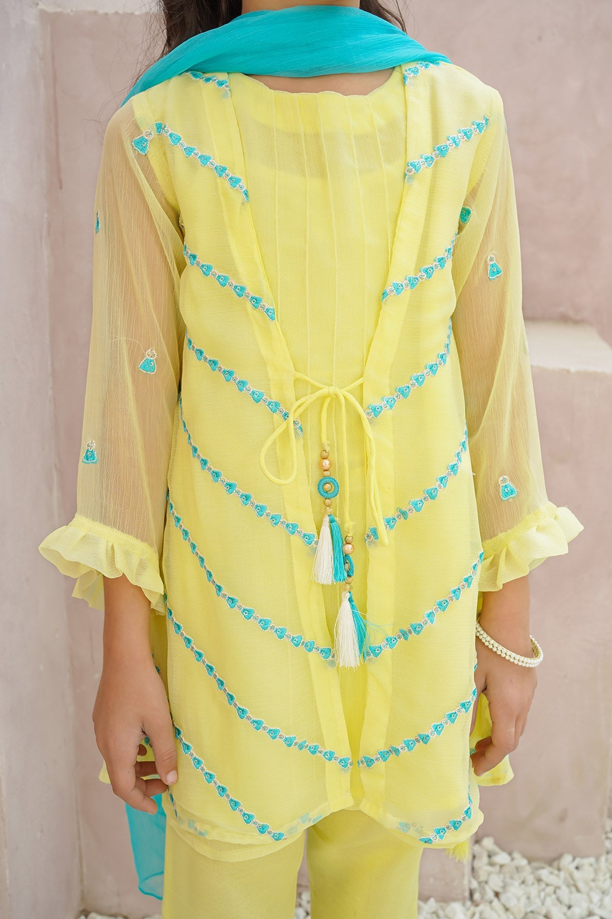 Chiffon Embroidered 3 Pc Suit - Wear Ochre