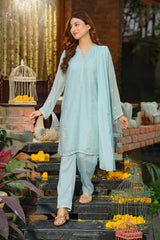 Ochre Clothing Chiffon Embroidered 3 Pc Suit-SOF-10
