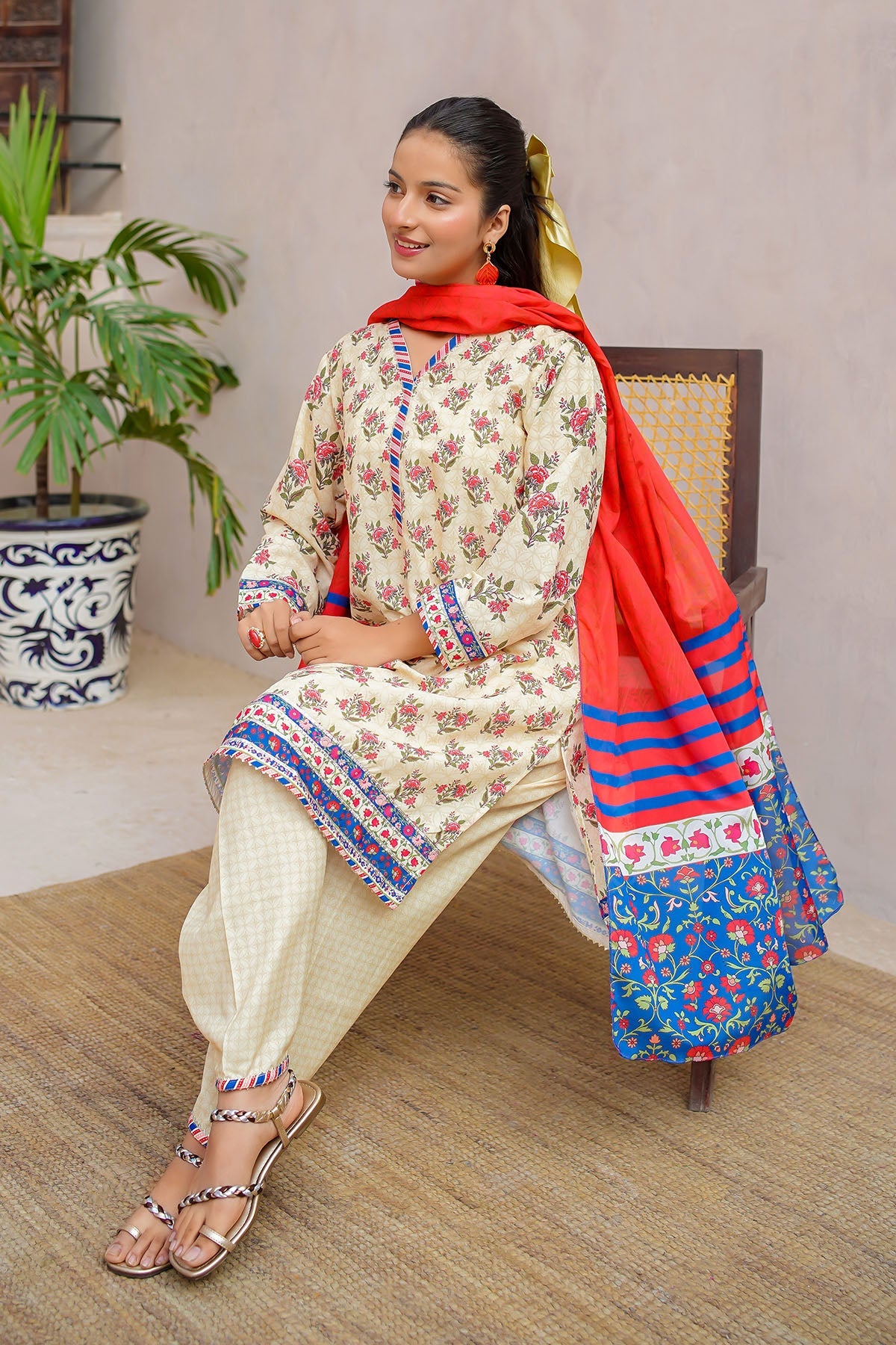 Ochre Clothing Girls Full Suits Swiss Lawn Digital Printed 3 Pc Suit