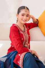 Ochre Clothing Kids Winter-Raw Silk Embroidered 3 Pc Suit-SHD-18