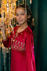 Ochre Clothing Kids Winter-Velvet Hand Adda Work 3 Pc Suit-OVF-49