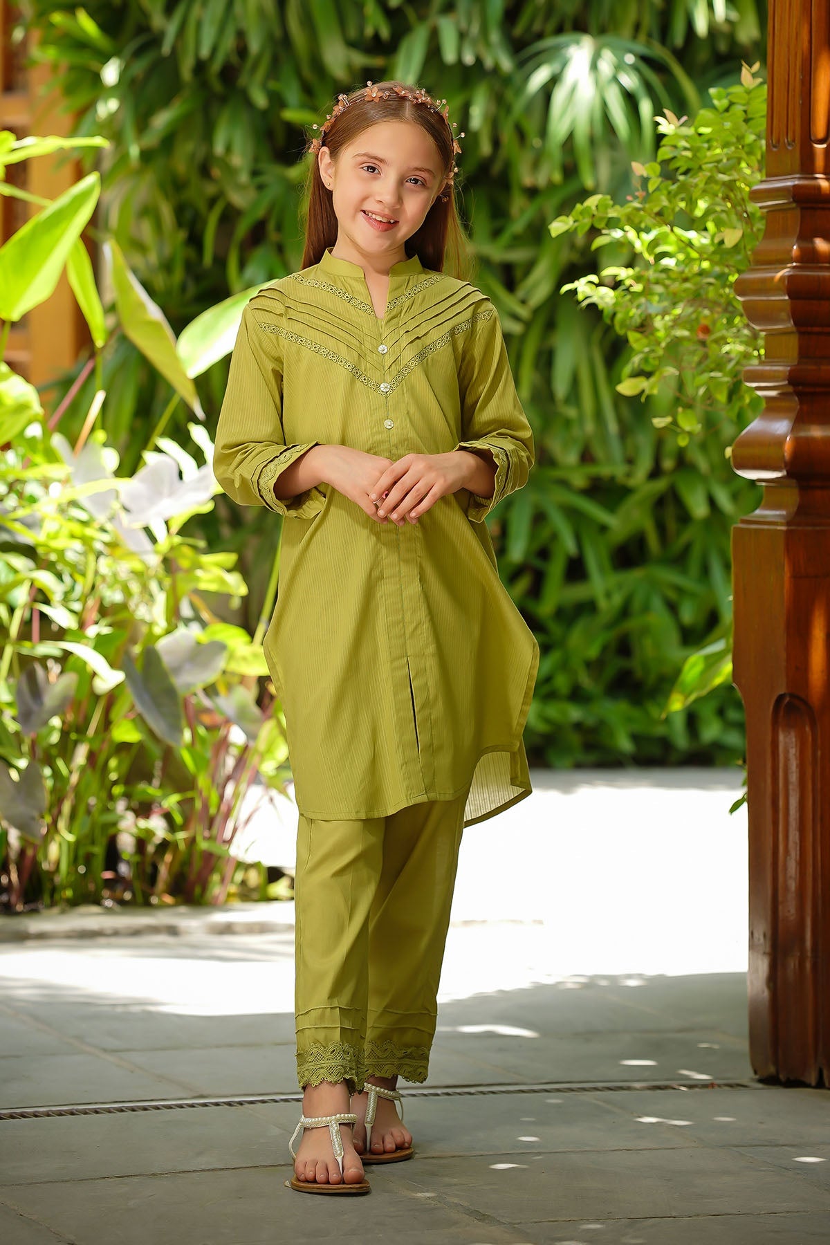Ochre Clothing Dobby Cotton Embellished 2 Pc Suit