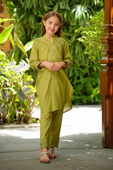 Ochre Clothing Dobby Cotton Embellished 2 Pc Suit