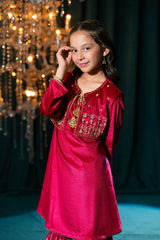 Ochre Clothing Kids Winter-Velvet Hand Adda Work 3 Pc Suit-OVF-49