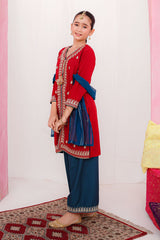 Ochre Clothing Kids Winter-Raw Silk Embroidered 3 Pc Suit-SHD-18