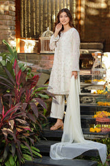 Ochre Clothing Chiffon Embroidered 3 Pc Suit-SOF-09