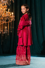 Ochre Clothing Kids Winter-Velvet Hand Adda Work 3 Pc Suit-OVF-49