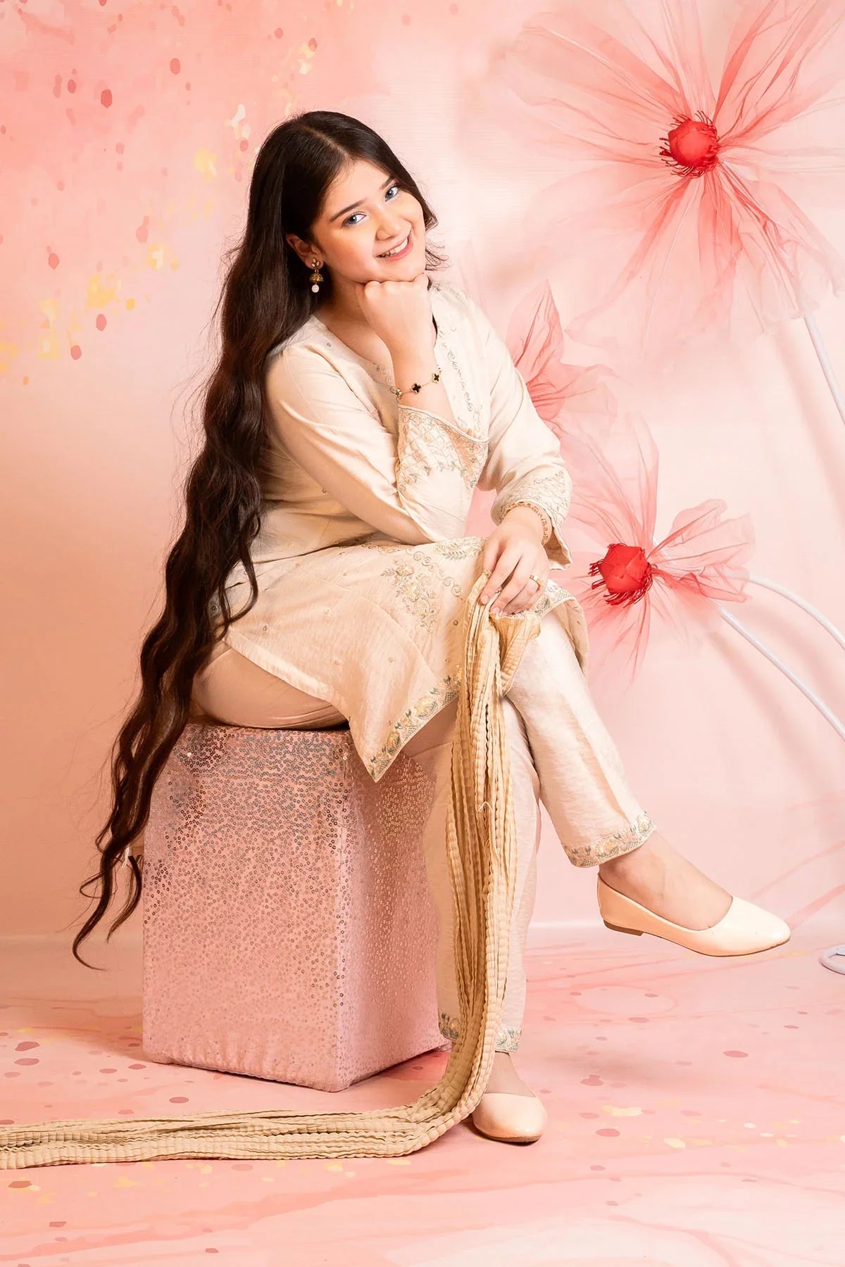 Best Cey Cotton Embroidered 3 Pc Suit - Wear Ochre -