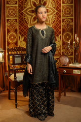 Ochre Clothing Girls Full Suits Viscose Jacquard Hand Adda Work 3 Pc  Suit