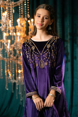 Ochre Clothing Kids Winter-Velvet Hand Adda Work 3 Pc Suit-OVF-48