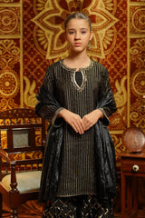 Ochre Clothing Girls Full Suits Viscose Jacquard Hand Adda Work 3 Pc  Suit