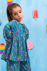 Ochre Clothing Kids Toddlers-Printed Boski Linen 2 Pc Suit-INWC-09