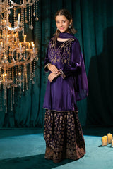 Ochre Clothing Kids Winter-Velvet Hand Adda Work 3 Pc Suit-OVF-48