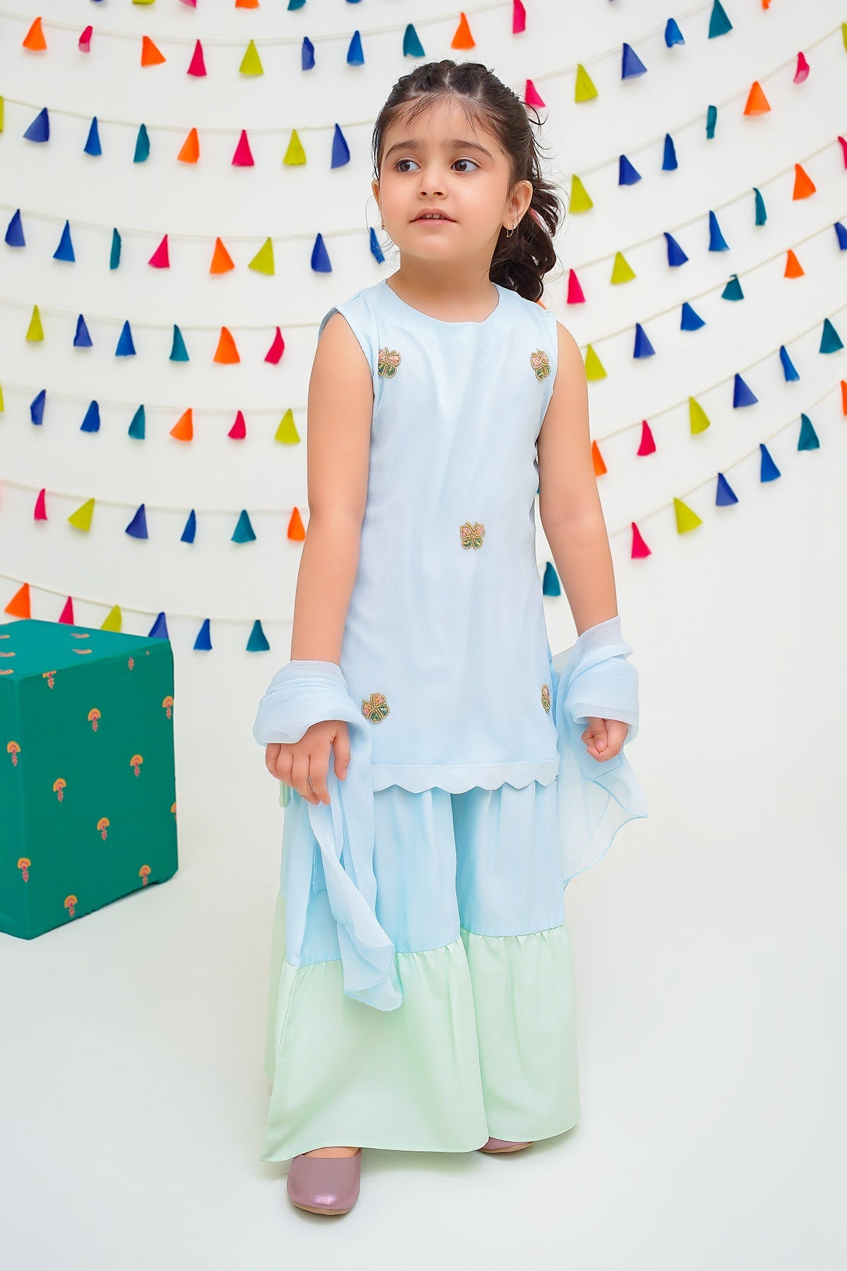 Chiffon Hand Adda Work 3 Pc Suit - Wear Ochre