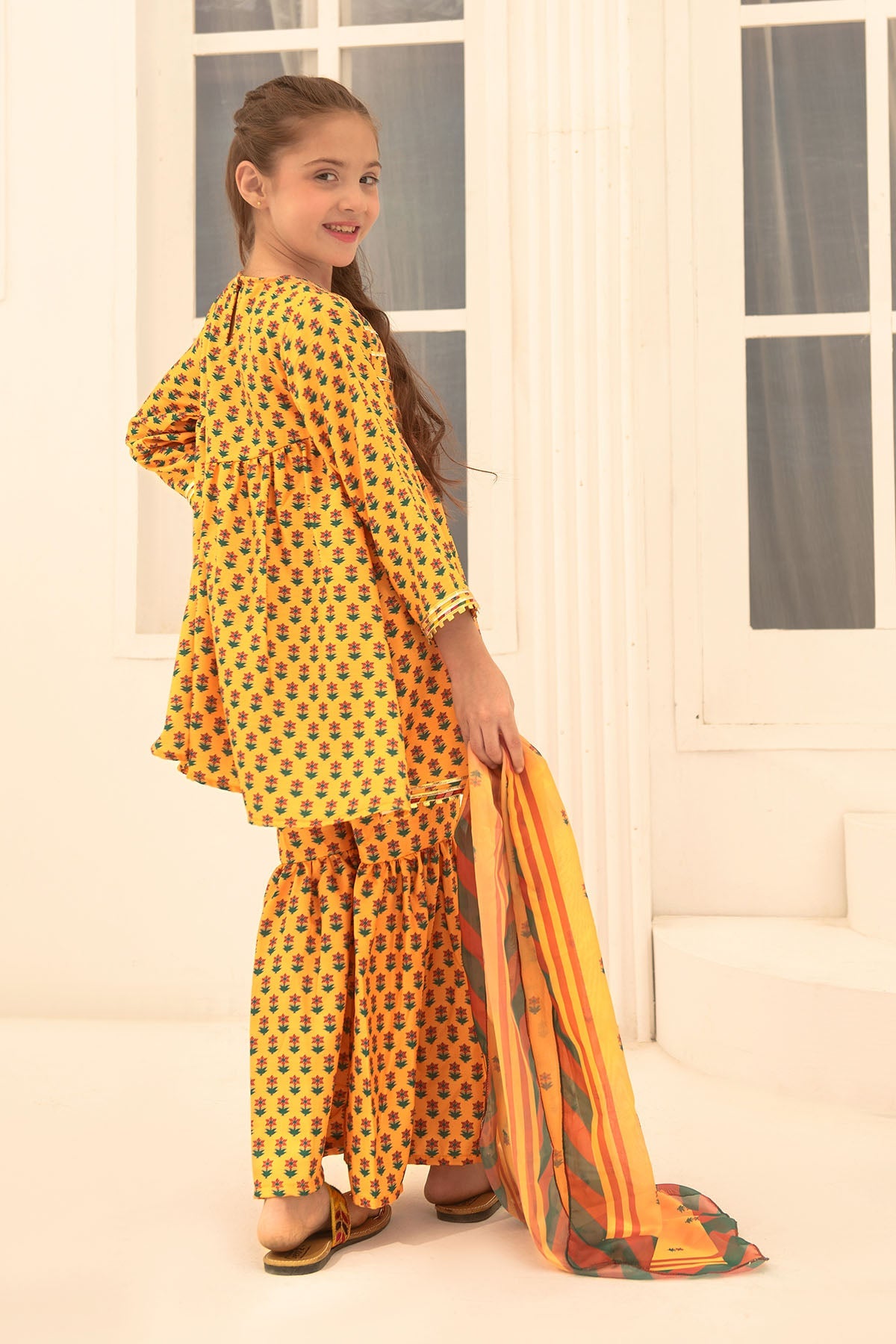 Ochre Clothing Herringbone Digital Printed 3 Pc Suit-INDP-16