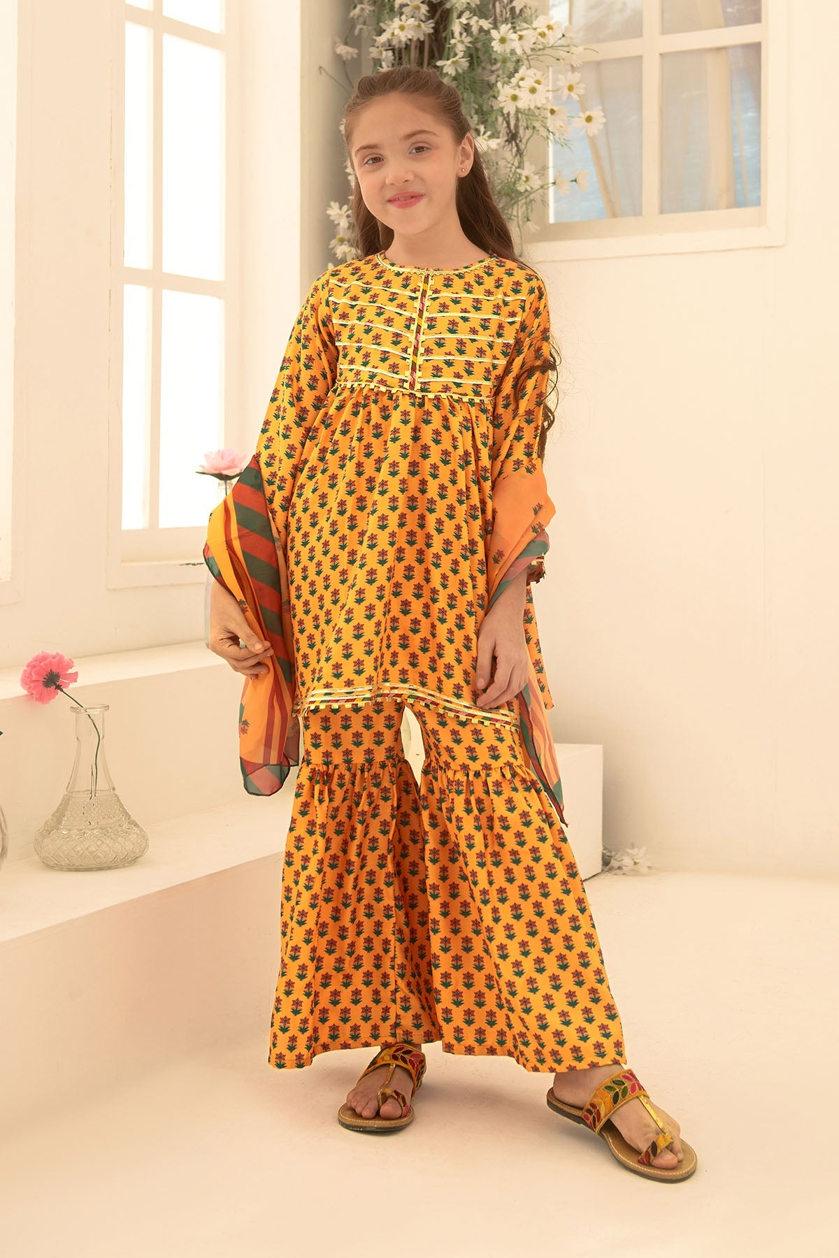 Ochre Clothing Herringbone Digital Printed 3 Pc Suit-INDP-16