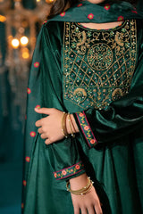 Ochre Clothing Kids Winter-Velvet Hand Adda Work 3 Pc Suit-OVF-46