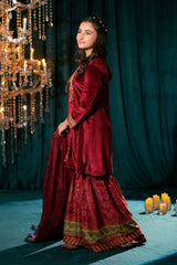 Ochre Clothing Kids Winter-Velvet Hand Adda Work 3 Pc Suit-OVF-45