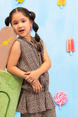 Ochre Clothing Kids Toddlers-Printed Georgette 2 Pc Suit-INWC-05